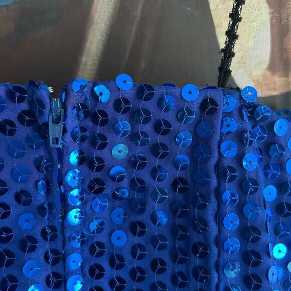 Night Moves Strapless Royal Blue Sequin Dress 9/10 - Picture 15 of 16